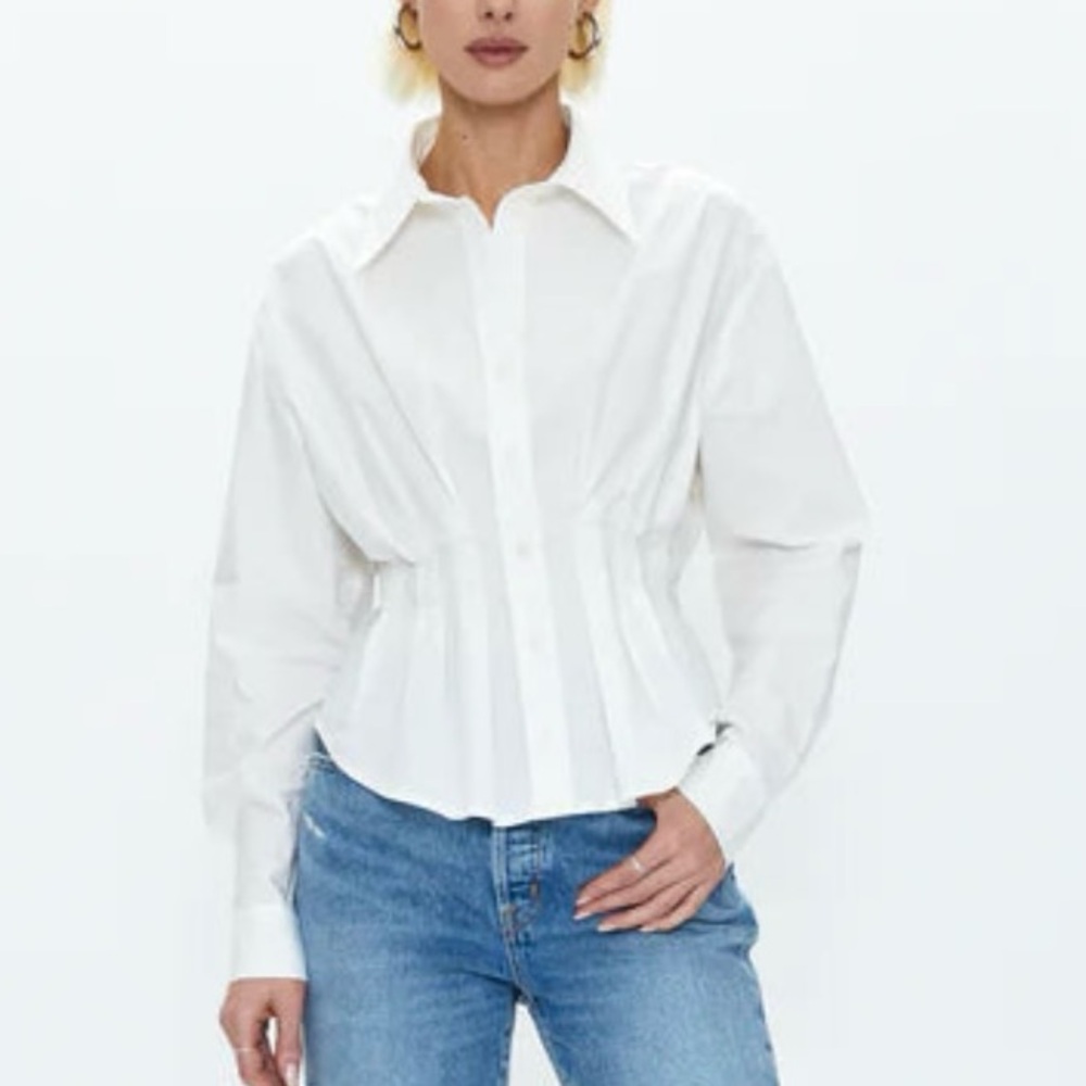 Pistola Julie pleated White Fitted Blouse